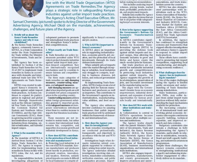 This is a one on one interview undertaken by the CEO, KETRA and Personnel from MyGov.